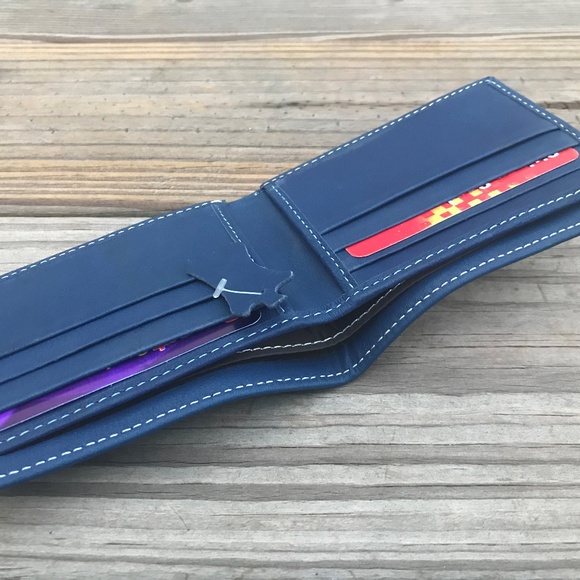 Handmade Other - Men Wallet Blue Supreme Leather Bifold CardHolder